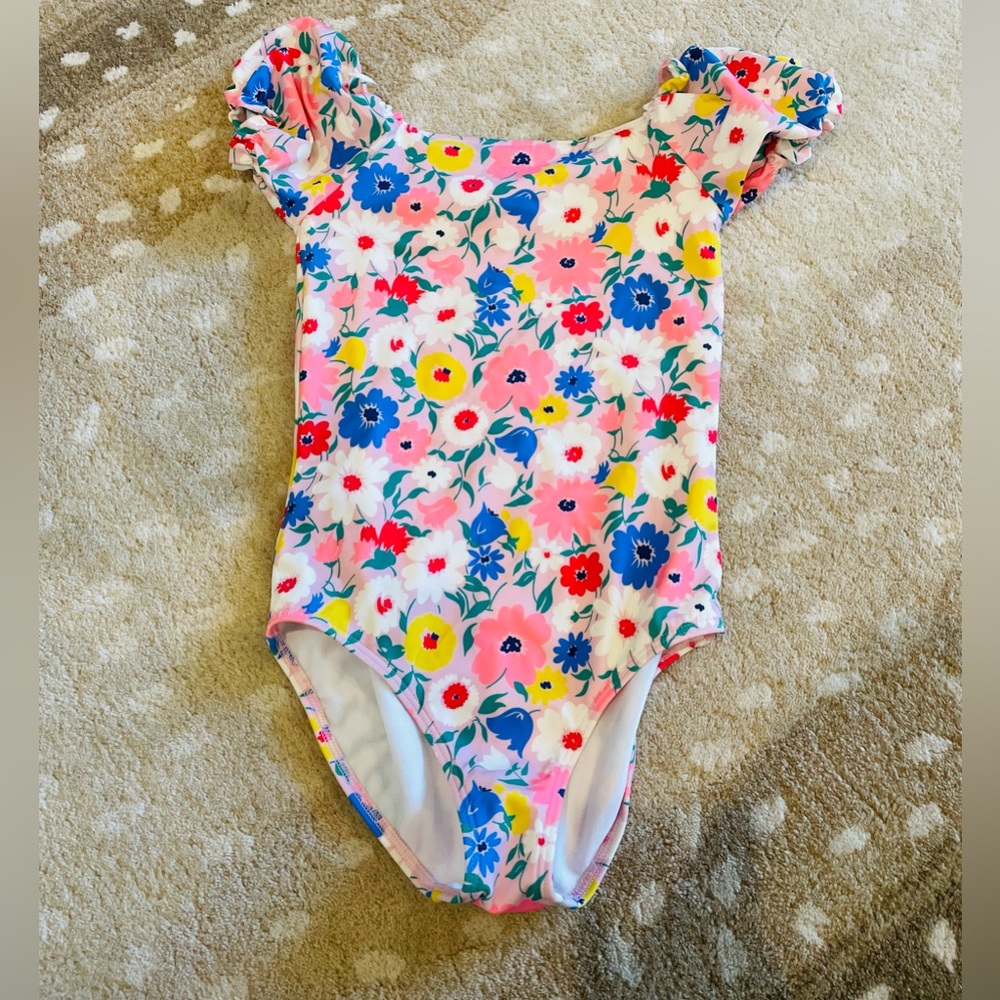 Girls’ Mini Boden size 7-8 Y one piece floral swimsuit